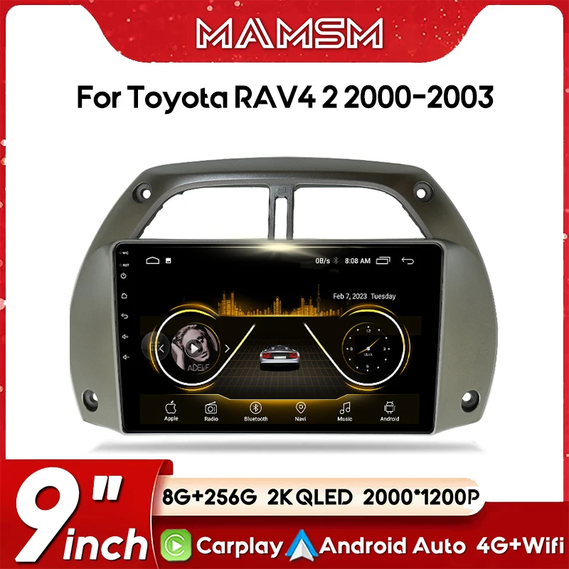 Android 13 pre Toyota Rav4 Rav 4 2001 2002 2003 2004 2005 2006 Radio Multimedia Player 2 Din CarPlay Auto Stereo 4G GPS DVD
