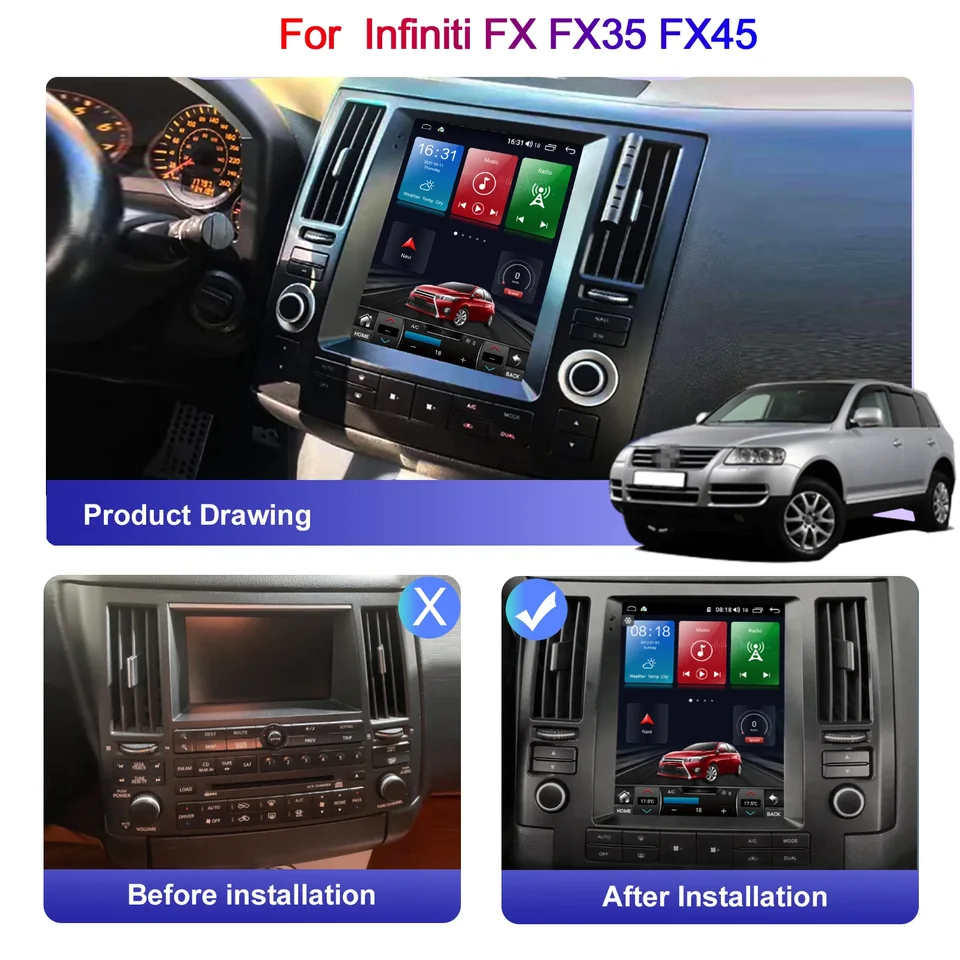 Android 13 Radio Video pre Infiniti FX FX35 FX45 2003 2004 2005 2006 2007-2009