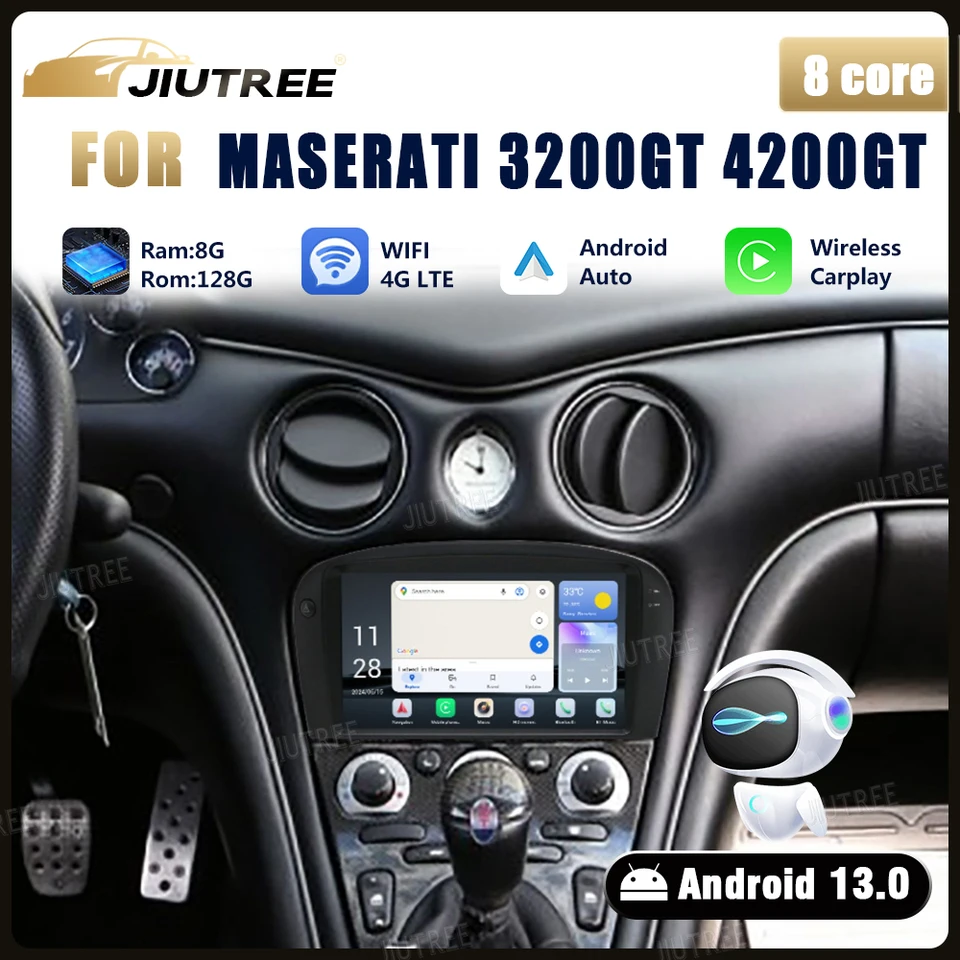 Android 13 Stereo rádio pre Maserati Coupe 3200GT 4200GT GPS Navigation Touch Multimedia CarPlay Play Player Screen WiFi