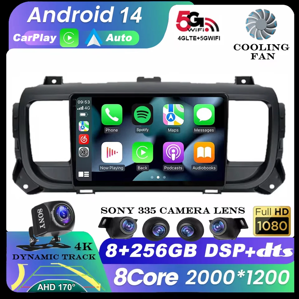 Android 14 Auto pre Citroen Jumpy 3 2016 - 2021 pre odborníka na Peugeot 3 2016 - 2021 Automobilie multimediálne video prehrávač CarPlay DVD