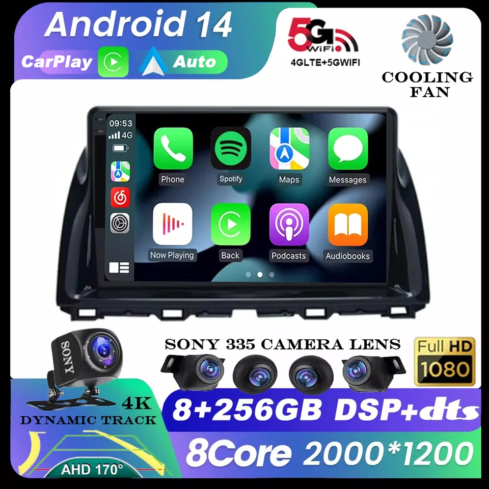Android 14 Auto pre Mazda CX5 CX -5 CX 5 2012 - 2015 CAR Radio Multimedia Video Player navigácia Stereo GPS CARPLAY 360 CAMOAN