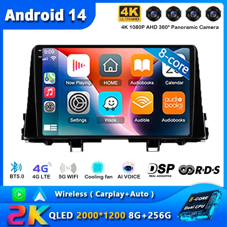 Android 14 Car Radio CarPlay pre Kia Picanto Morning K 2016 2017 2018 2019 navigačné GPS multimediálny hráč Auto WiFi+4G BT DSP