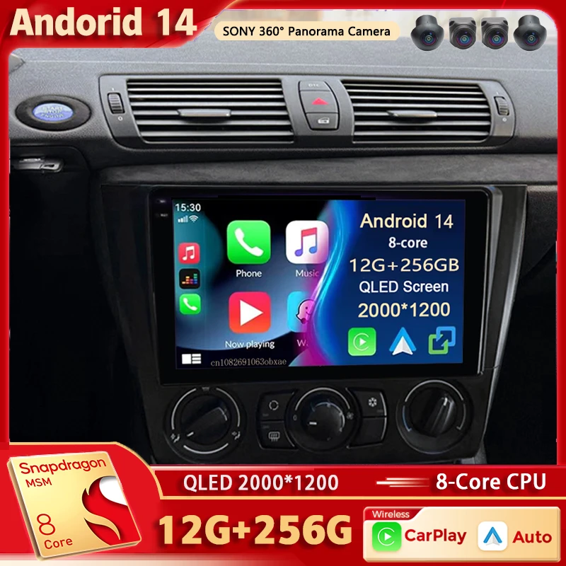 Android 14 Car Radio Multimedia Player pre BMW 1 Series E88 E82 E81 E87 2004 - 2012 Automatické CarPlay Car Stereo DSP Wifi+4G