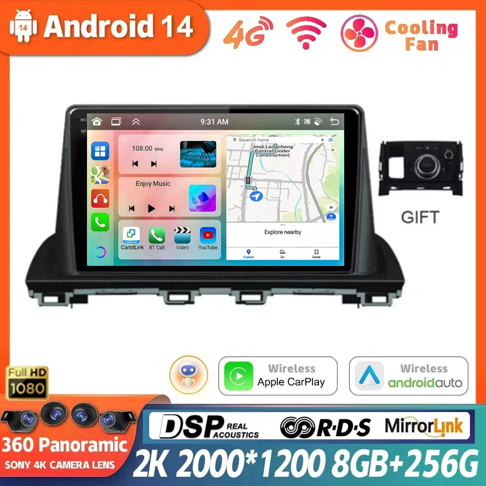 Android 14 Car Radio Player pre Mazda CX-4 CX4 CX 4 2016 2017 2018 2018 Multimediálna jednotka GPS BT Wireless CarPlay Auto Navigation GPS GPS