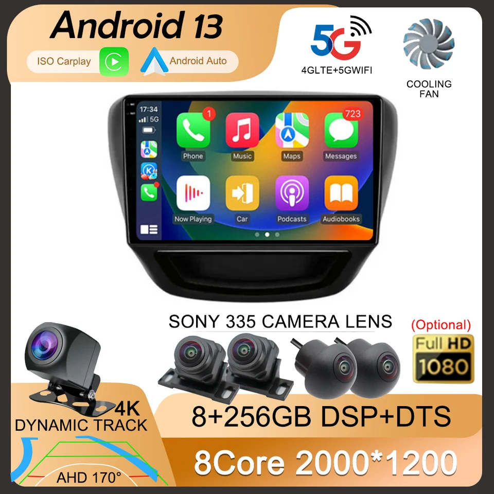 Android 14 Car Radio pre Chevrolet Cavalier 2016 2017 2018 2018 2019 CarPlay Auto GPS Multimedia 2 DIN Head Unit Player Video Stereo