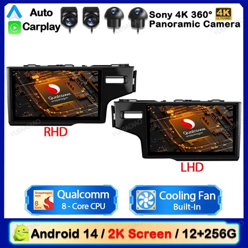 Android 14 Car Radio pre Honda Fit 3 Jazz 2014 - 2020 LHD RHD RHD bezdrôtové CarPlay Auto multimediálne video prehrávač 2DIN 4G WiFi QLED BT