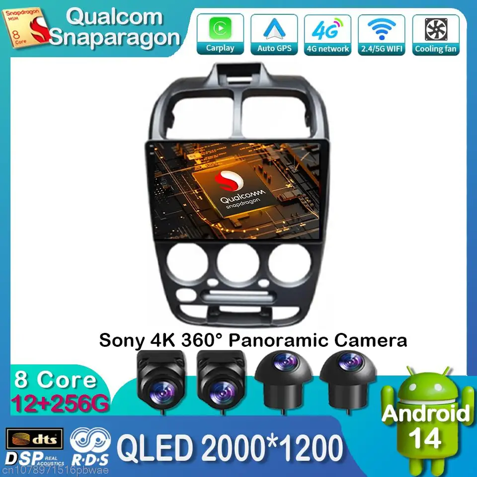 Android 14 Car Radio pre Hyundai Verna Accent II 2 1999 - 2012 Multimedia 4G WiFi CarPlay Auto GPS Navigation Video Player QLED