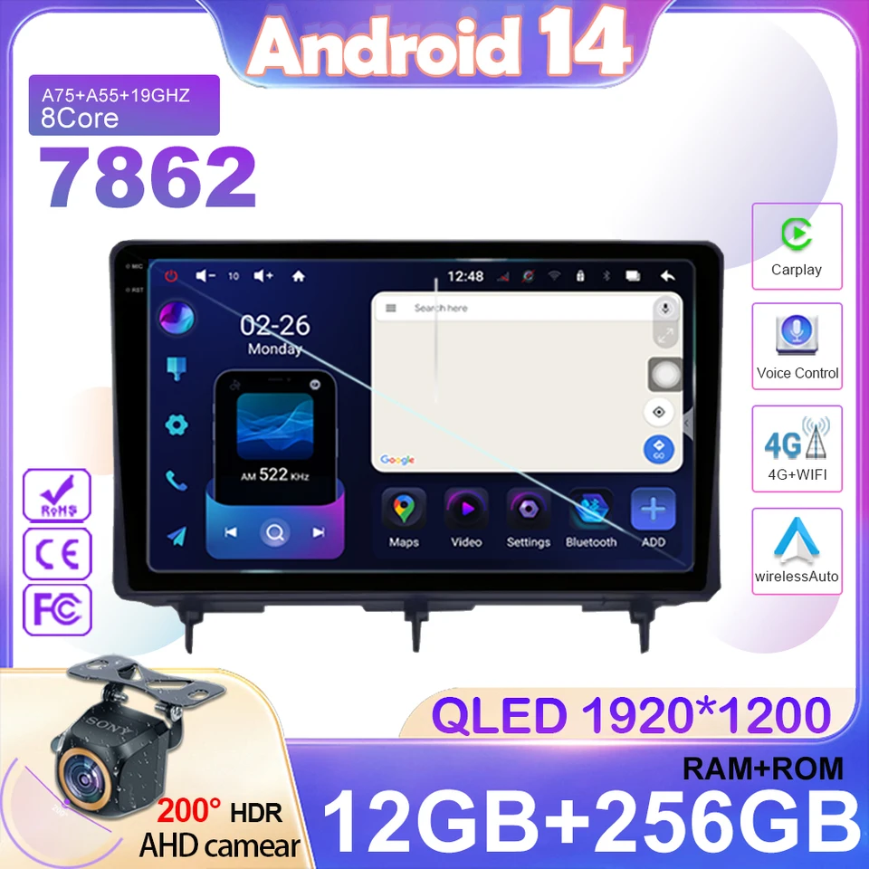 Android 14 Car Radio Radio Stereo Head Unit pre Honda Civic 11 FE FL 2022 Automatické CarPlay GPS Navigation Multimedia Player No 2Din DVD