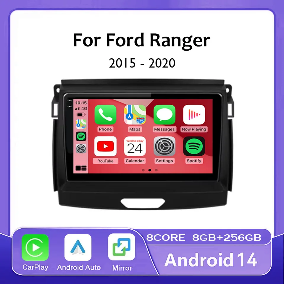 Android 14 Car Radio Stereo QLED obrazovky pre Ford Ranger 2015 2016 2017 2018 2019-2022 GPS Multimedia CarPlay Autoradio Head Unit