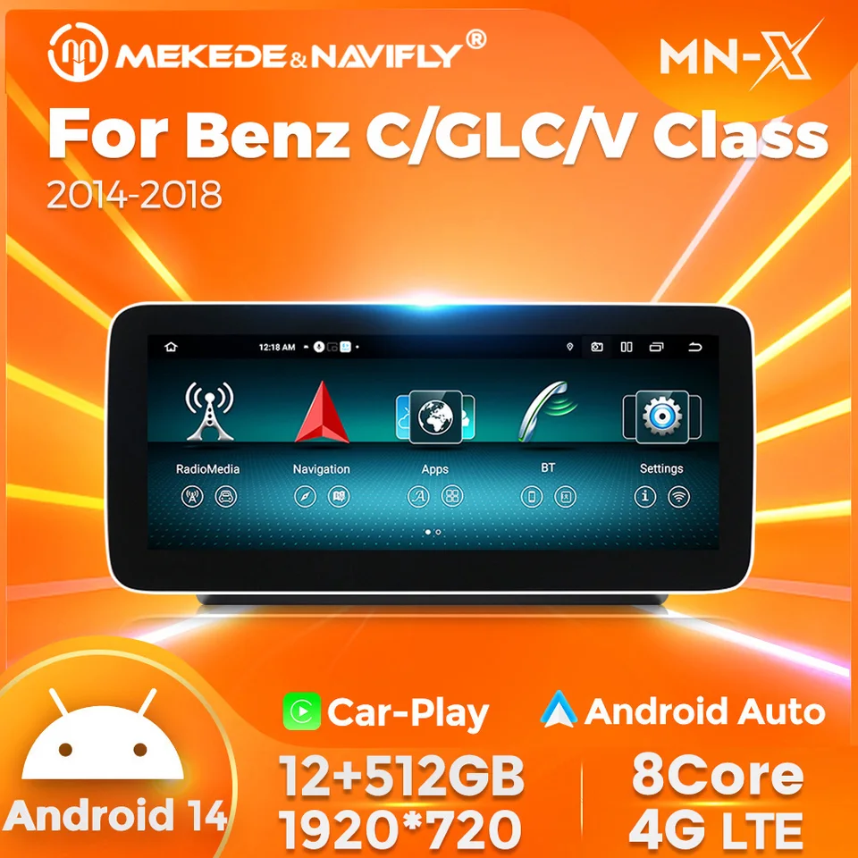 Android 14 Car Stereo pre Mercedes Benz CV GLC Class W446 W447 X253 W205 2015 - 2018 GPS Multimedia Wireless Carpaly Auto Radio Rádio