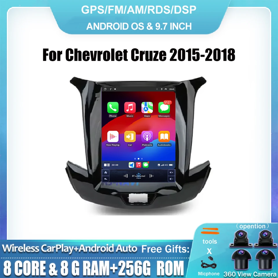 Android 14 Car Stereo Radio 9,7 palca pre Chevrolet Cruze 2015-2018 Multimedia video prehrávač navigácia GPS 4G LTE 2DIN HEAD UNIT