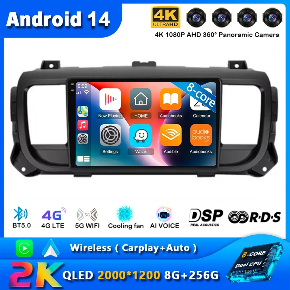 Android 14 Cardio Radio pre Citroen Jumpy 3 SpaceTourer 1 Peugeot Expert III 3 2016-2021 Navigácia GPS Multimedia Player Stereo BT