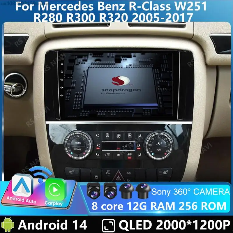Android 14 Cardio Radio pre Mercedes Benz R Class R Class W251 R280 R300 R320 2005 - 2017 Stereo multimediálne navigačné CarPlay WiFi WiFi