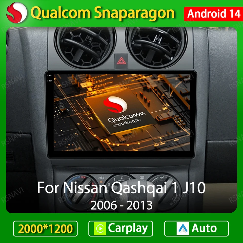 Android 14 Cardio Radio pre Nissan Qashqai 1 J10 2006 - 2013 Multimedia stereofónne video prehrávač navigácia GPS 4G WiFi 360 Camera QLED