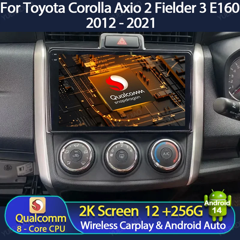 Android 14 Cardio Radio pre Toyota Corolla Axio 2 Fielder 3 E160 2012 - 2021 Multimediálne stereofónne video prehrávač CarPlay Auto Head Unit