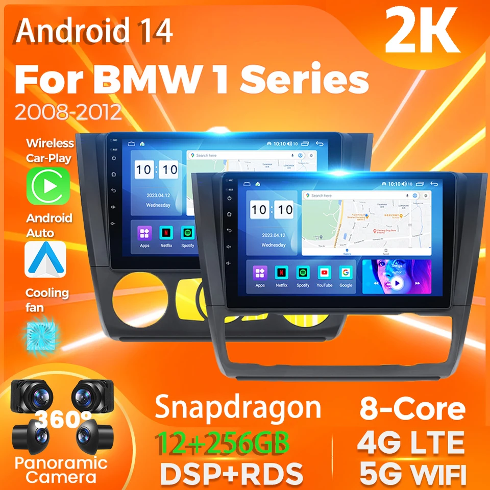 Android 14 CarPlay Auto pre BMW 1 Series 2008 - 2012 Car Radio Player Multimedia Stereo 360 Navigačné kamery navigačné video AI Voice GPS GPS