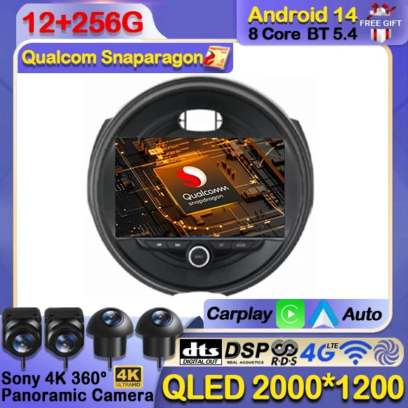 Android 14 CarPlay Auto pre BMW Mini Cooper F54 F55 F56 F60 2014 - 2019 CAR Radio navigačné GPS GPS Multimedia Video Player 4G WiFi