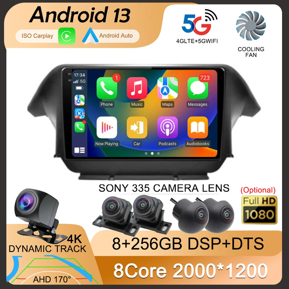Android 14 CarPlay Auto pre Honda Odyssey 4 RB3 RB4 2008-2014 Car Multimedia Video Player Navigation No 2Din DVD 4G+WiFi