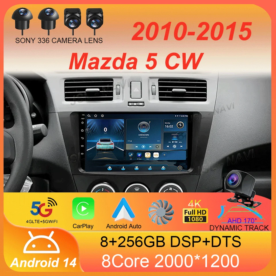 Android 14 CarPlay Auto pre Mazda 5 CW 2010 2012 2012 2013 2014 2015