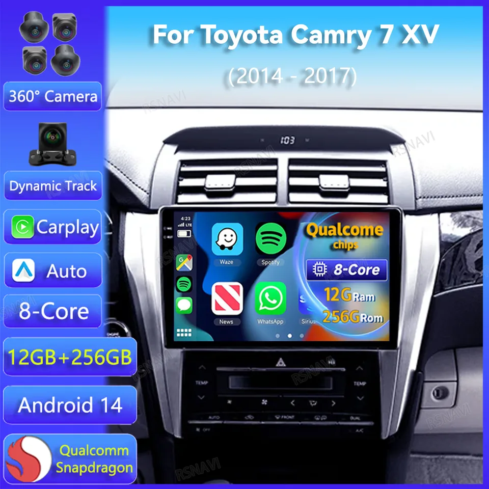 Android 14 CarPlay Auto pre Toyota Camry 7 xv 50 55 2014 2015 - 2017 Car Aut Radio DSP Navigation Video Stereo 2Din Player Head Unit