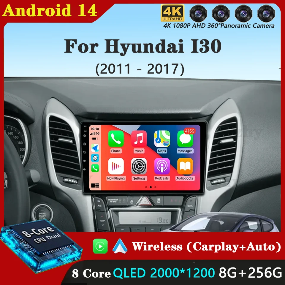 Android 14 CarPlay Auto WiFi+4G pre Hyundai i30 Elantra GT 2011 - 2013 2014 2015 2016 2016 CAR Radio Multimedia Player Stereo GPS DSP DSP