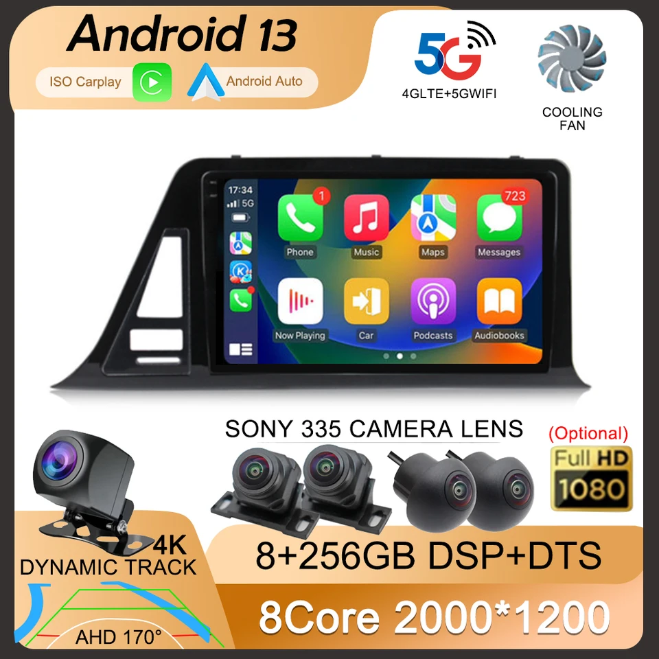 Android 14 CarPlay Car Radio pre Toyota C-HR CHR 2016 2017 2018 2019 2020 Multimediálny video prehrávač navigácia Stereo GPS 2DIN DSP
