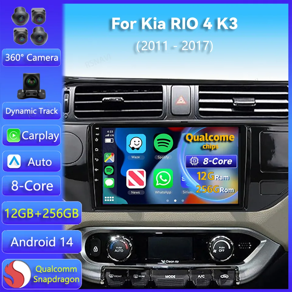 Android 14 CarPlay DSP Car Radio pre Kia Rio 4 K3 2011 2012 2013 2014 2015 2016 2016 2017 Multimediálny hráč GPS 2DIN HEAD Unit Stereo