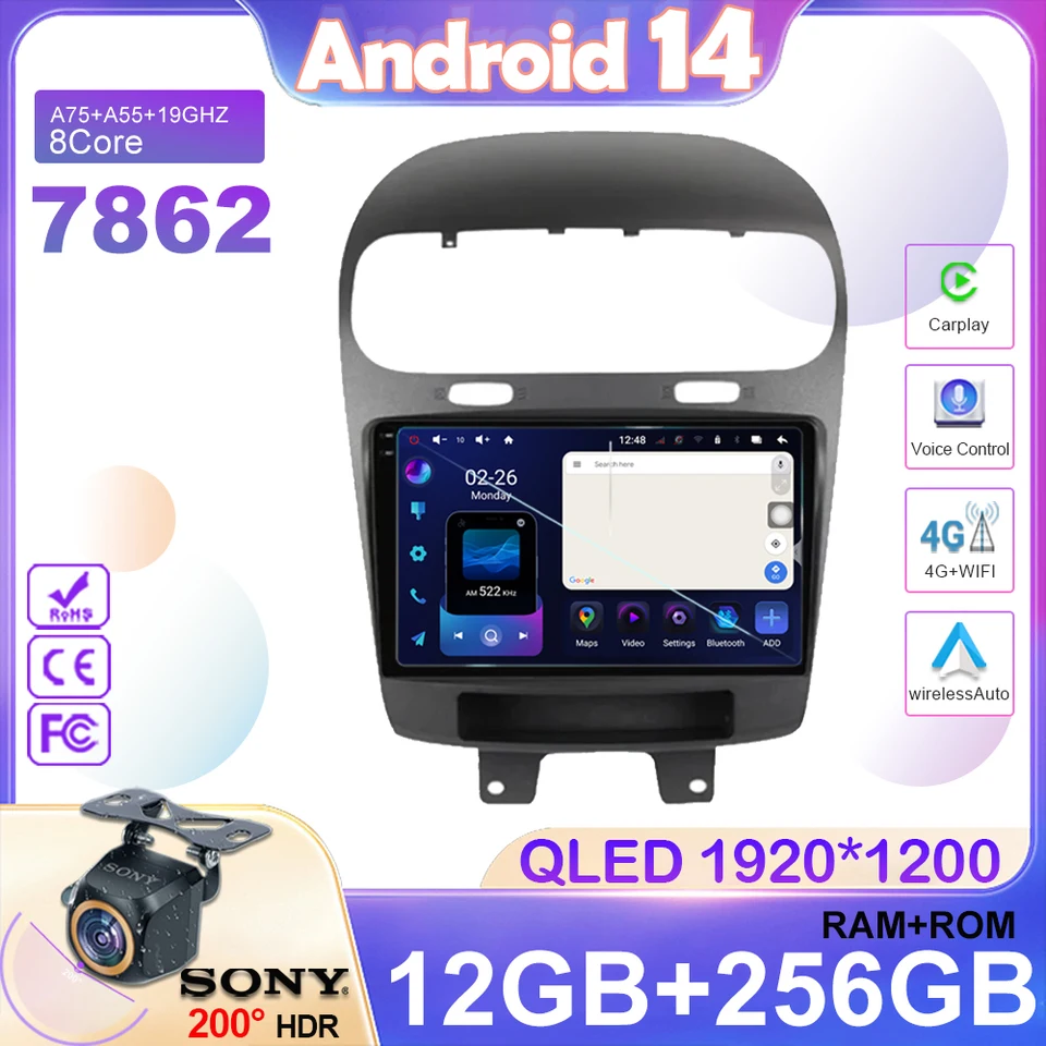 Android 14 DVD automobilu pre Dodge Journey Fiat Freemont 2011 - 2020 CARPLAY AUTO RADIO RADIOME Multimedia Player GPS navigáciu