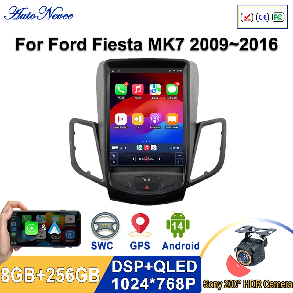 Android 14 multimédiá pre Ford Fiesta MK7 2009 - 2016 Automo Radio Stereo Head Unit č.