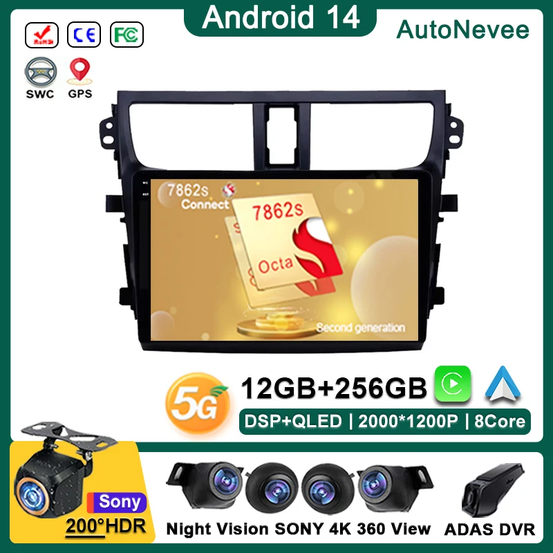 Android 14 multimédiá pre Suzuki Celerio 2015 2016 2017 2018 CAR Player GPS stereofónna navigácia Auto rádio obrazovky č. 2 DIN