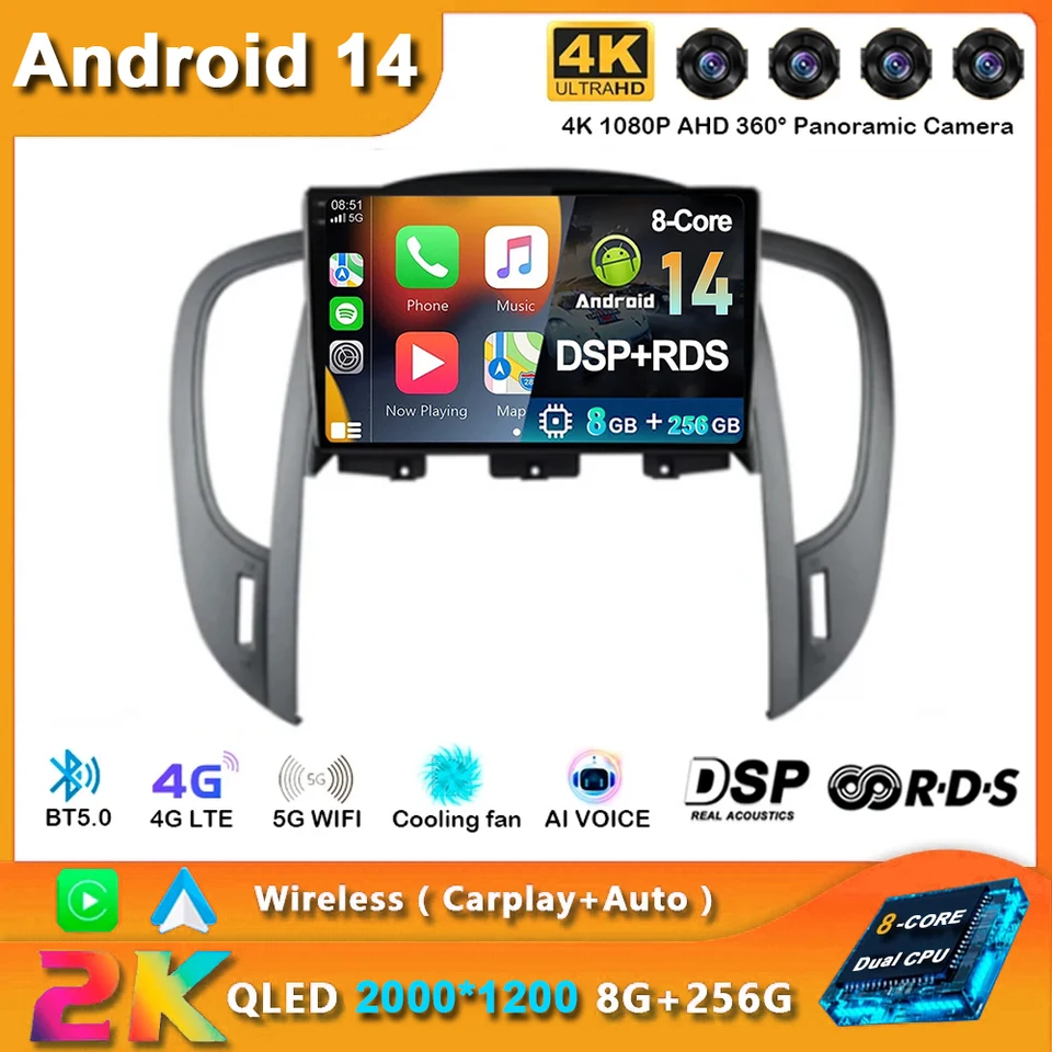 Android 14 pre Buick Lacrosse 2009 - 2013 CAR Radio Navigation Multimedia Player GPS WiFi+4G Video CarPlay Auto 360 Fotoaparát DSP DSP