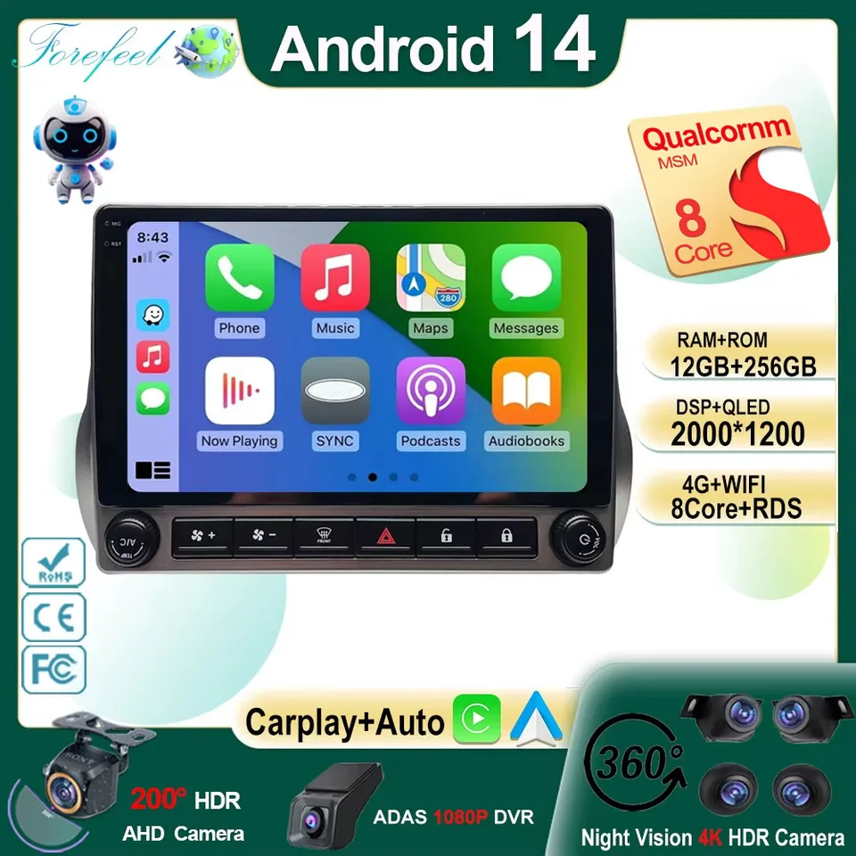 Android 14 pre Chevrolet Camaro 2010-2015 CarPlay Auto Radio Stereo Multimedia Player Navigation GPS No 2Din DVD 4G WiFi BT Qlet