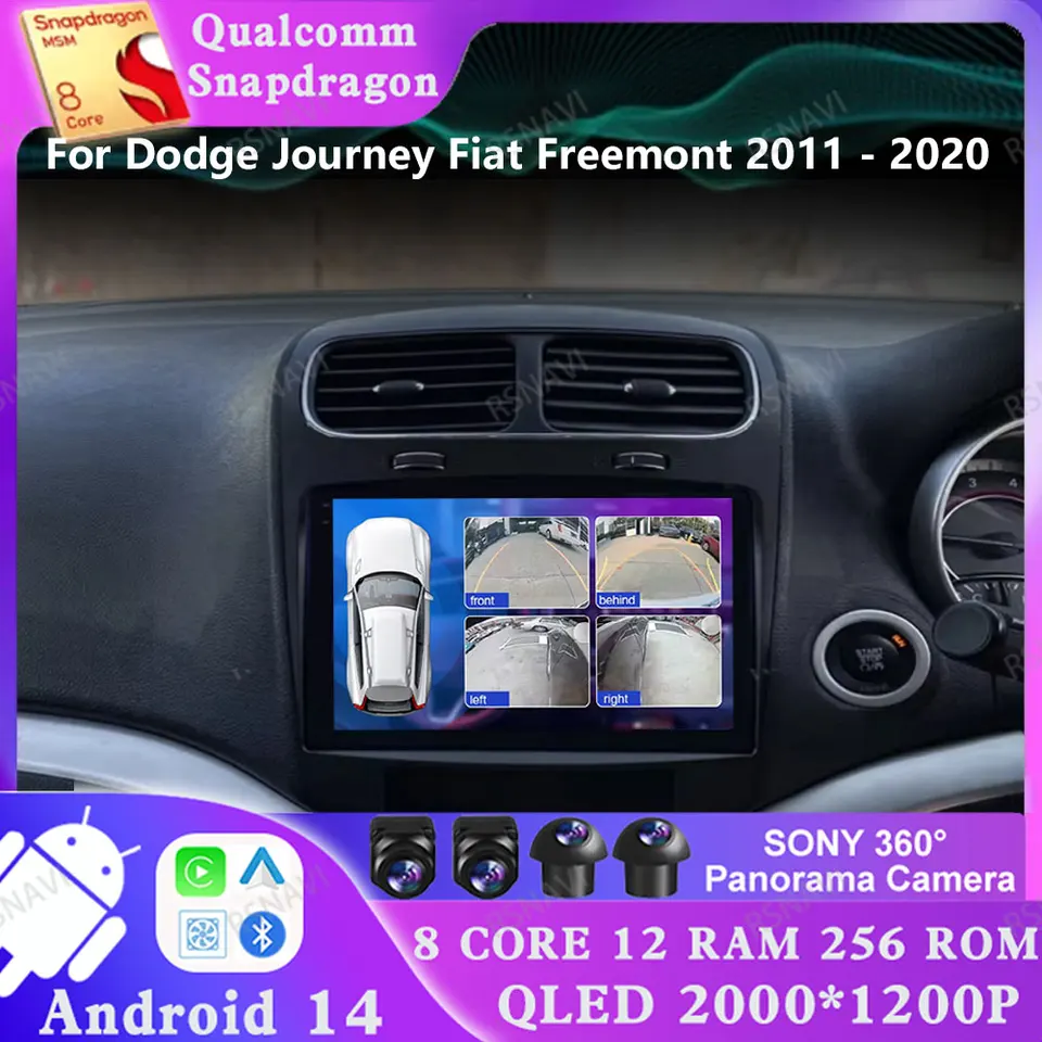Android 14 pre Dodge Journey Fiat Freemont 2011 - 2020 4G LTE Auto Viedo Player Head Unit Multimedia 2 DIN GPS DVD Stereo DSP