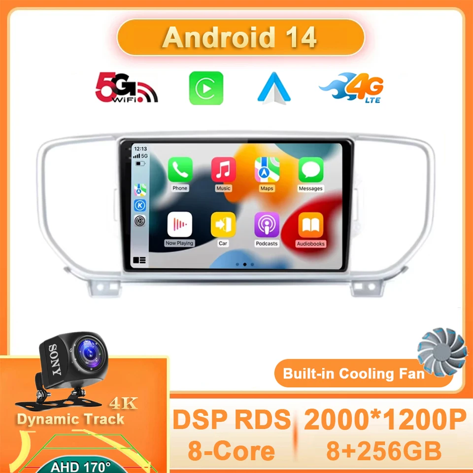 Android 14 pre Kia Sportage 4 KX5 2016 - 2018 Car Multimedia Video Player 4G WiFi Navigation GPS Stereo 360 Camera QLED BT