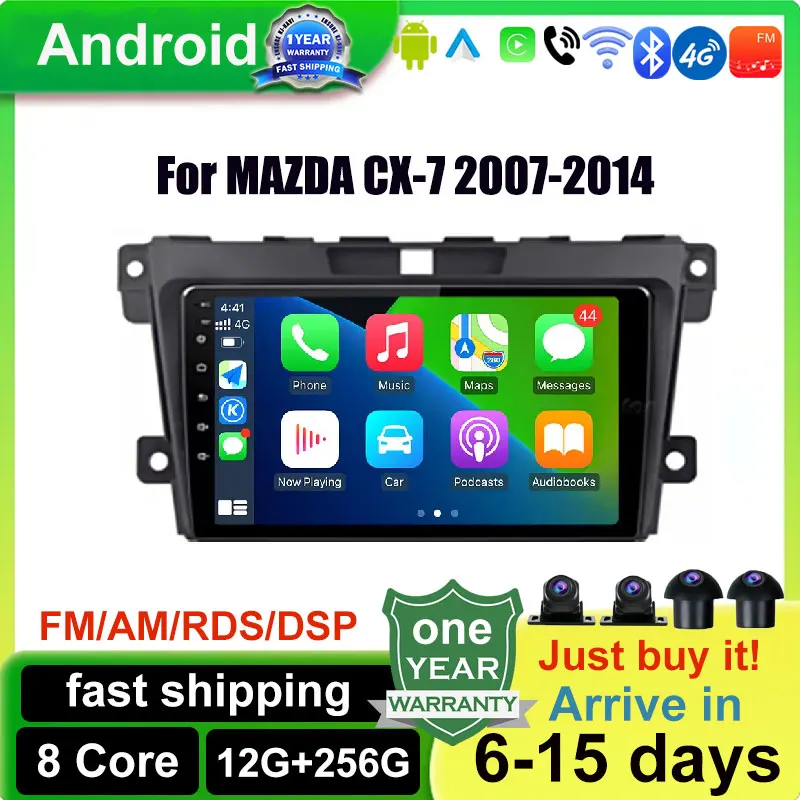 Android 14 pre Mazda CX-7 2007-2014 CarPlay Radio Multimedia Stereo Player WiFi GPS Navigation Video No DVD