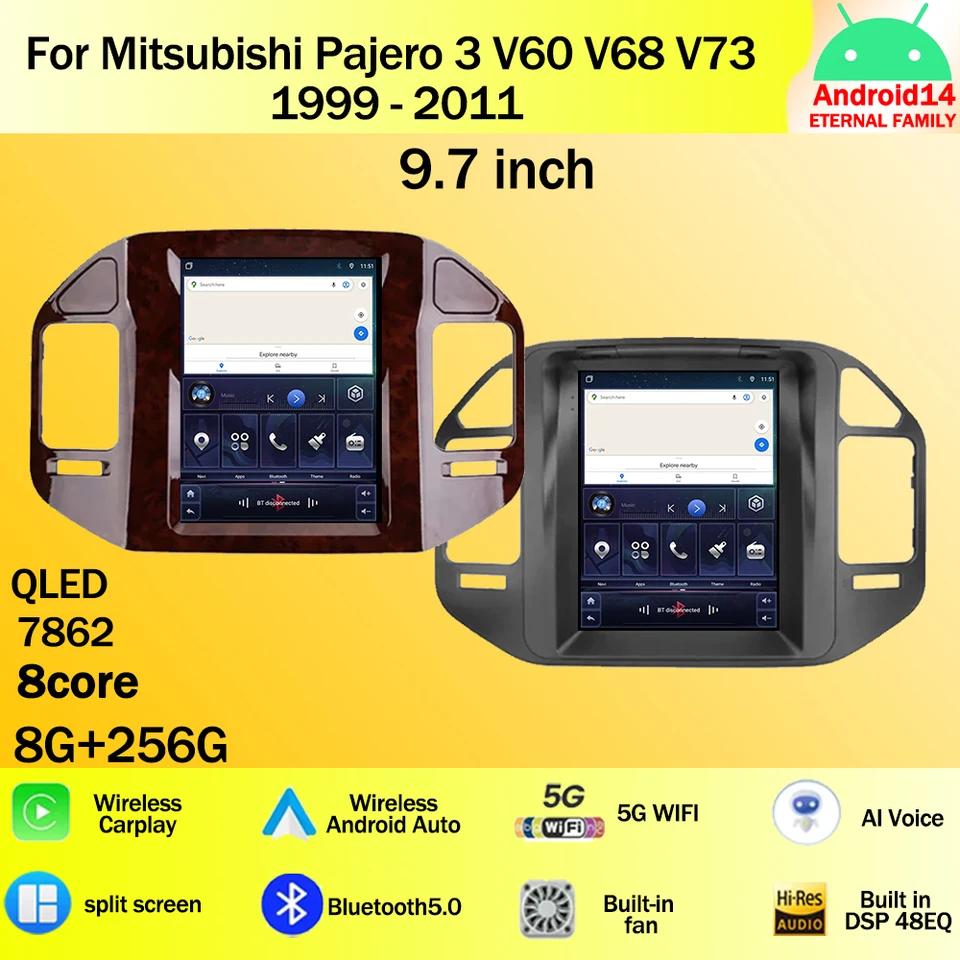 Android 14 pre Mitsubishi Pajero 3 V60 V68 V73 1999 - 2011 Android Auto Car Radio GPS navigácia multimediálne stereofónne CarPlay