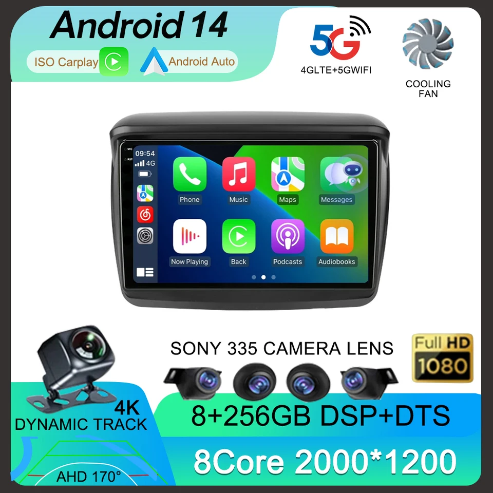 Android 14 pre Mitsubishi Pajero Sport 2 L200 Triton 2008 - 2016 Car GPS 4G Multimedia Video Player Wireless CarPlay+Auto