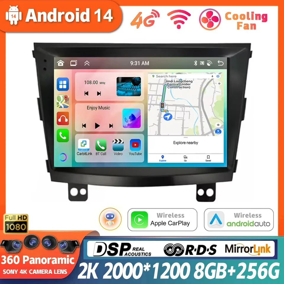 Android 14 pre Ssangyong Tivolan Tivoli 2014 - 2017 CAR VIDEO Multimedia QLED WIFI DSP IPS GPS Radio Player 360 HLAVNÁ CAMERA HLAVNÁ UNITA