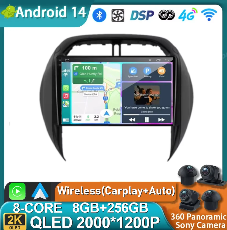 Android 14 pre Toyota Rav4 2 CA20 CA20W XA20 2003 - 2005 2K QLED Stereo Car Radio Multimedia Video Player GPS 4G CarPlay