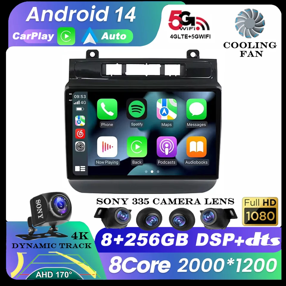 Android 14 pre Volkswagen Touareg Fl NF 2010 - 2018 Multimedia car monitor Lettore Autoradio Player Navigation GPS Stereo Radio