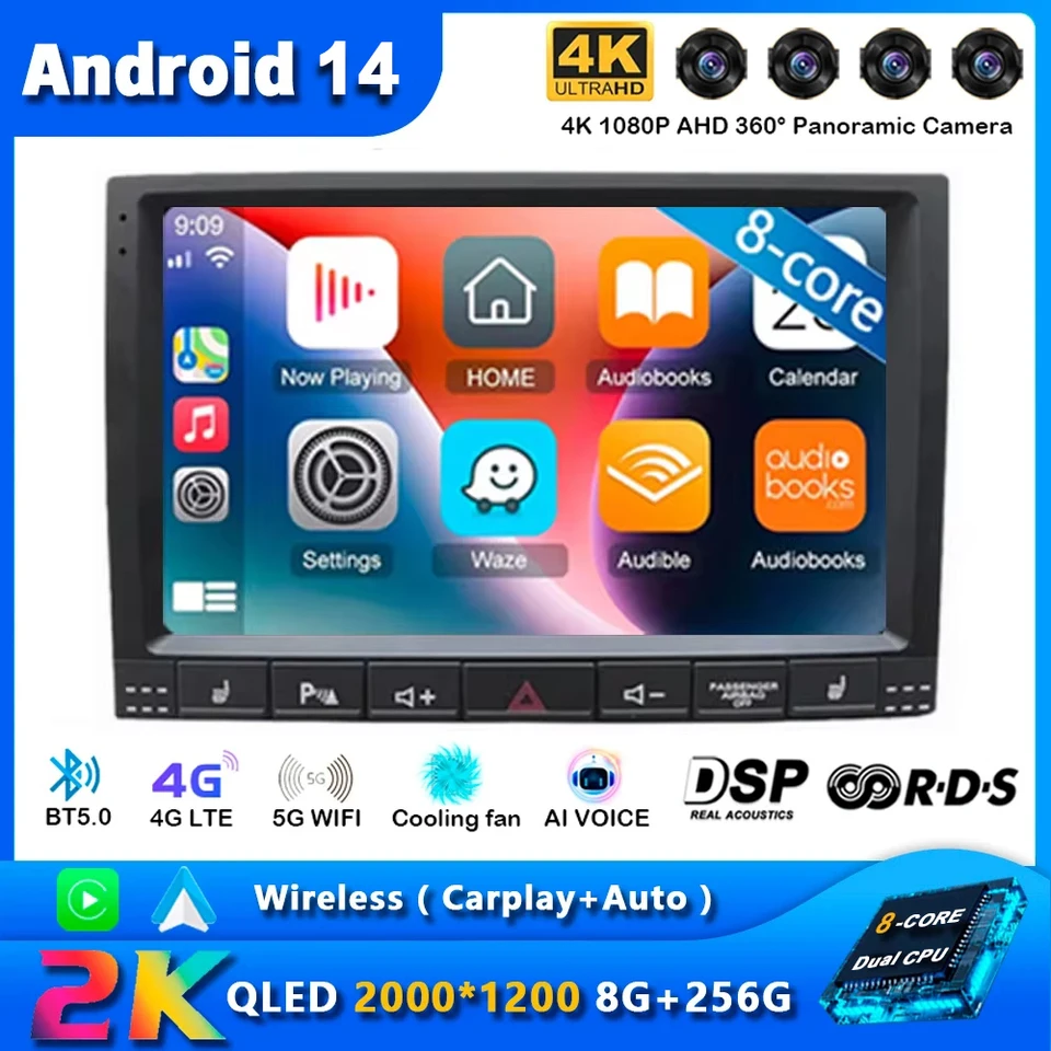 Android 14 pre Volkswagen VW Touareg 2002 - 2012 Automatické multimediálne GPS navigačný hráč WiFi Stereo CarPlay Touch obrazovky