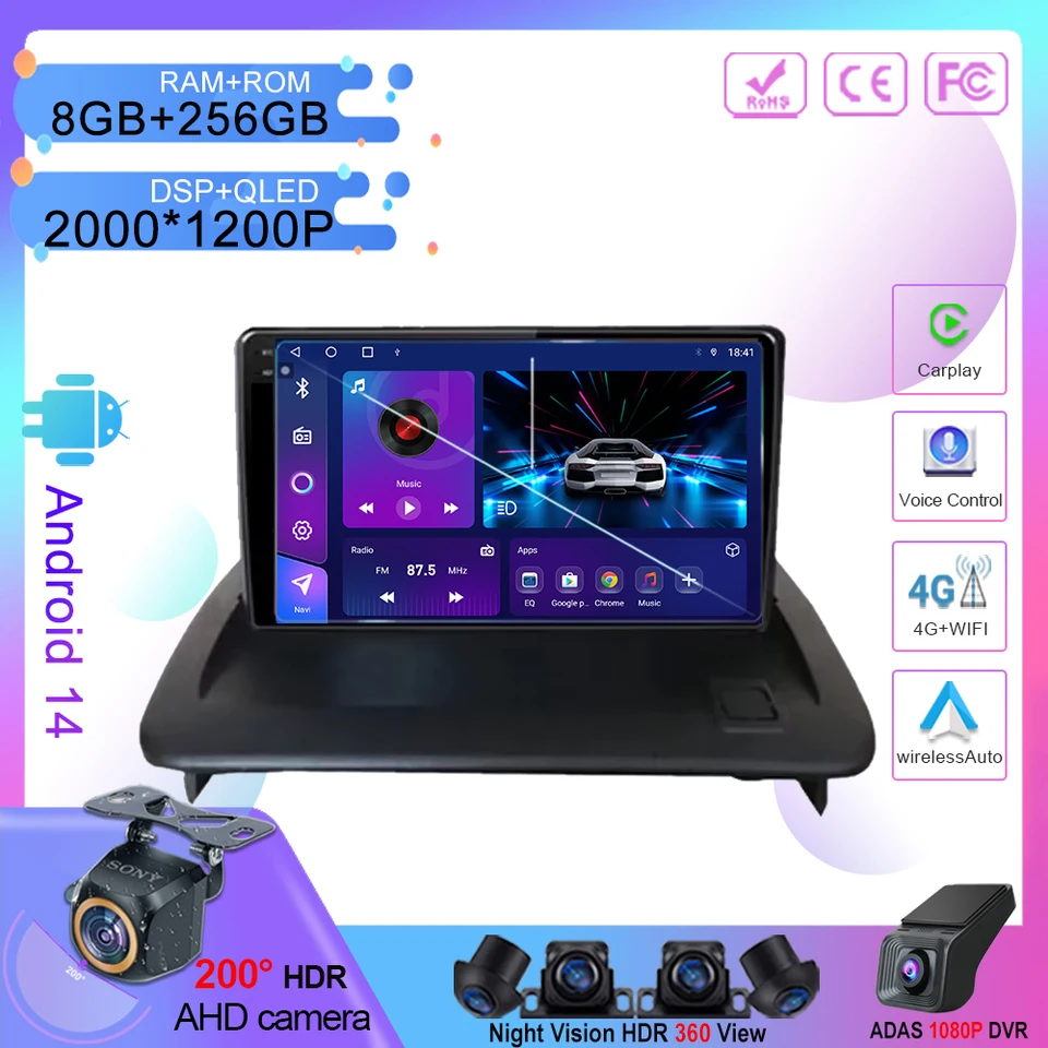 Android 14 pre Volvo C30 S40 C70 2006-2012 DVD Radio Radio STEREO HLAVNÉ UNITU Multimediálny hráč GPS Navigation Auto CarPlay No 2DIN