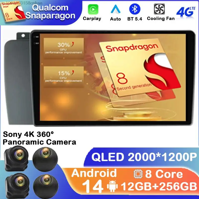 Android 14 pre Volvo XC70 V70 S60 2000 - 2009 Radio Head Unit CarPlay Auto multimediálny prehrávač dotykovej navigácie stereo DVD