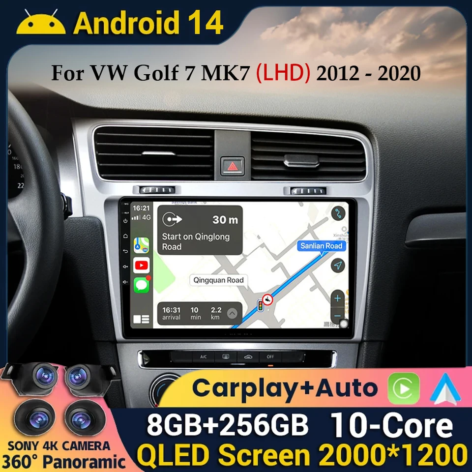 Android 14 Wireless CarPlay Auto pre Volkswagen VW Golf 7 MK7 GTI 2011 - 2021 Automobilové rádio multimediálne GPS Stereo Video Player WiFi