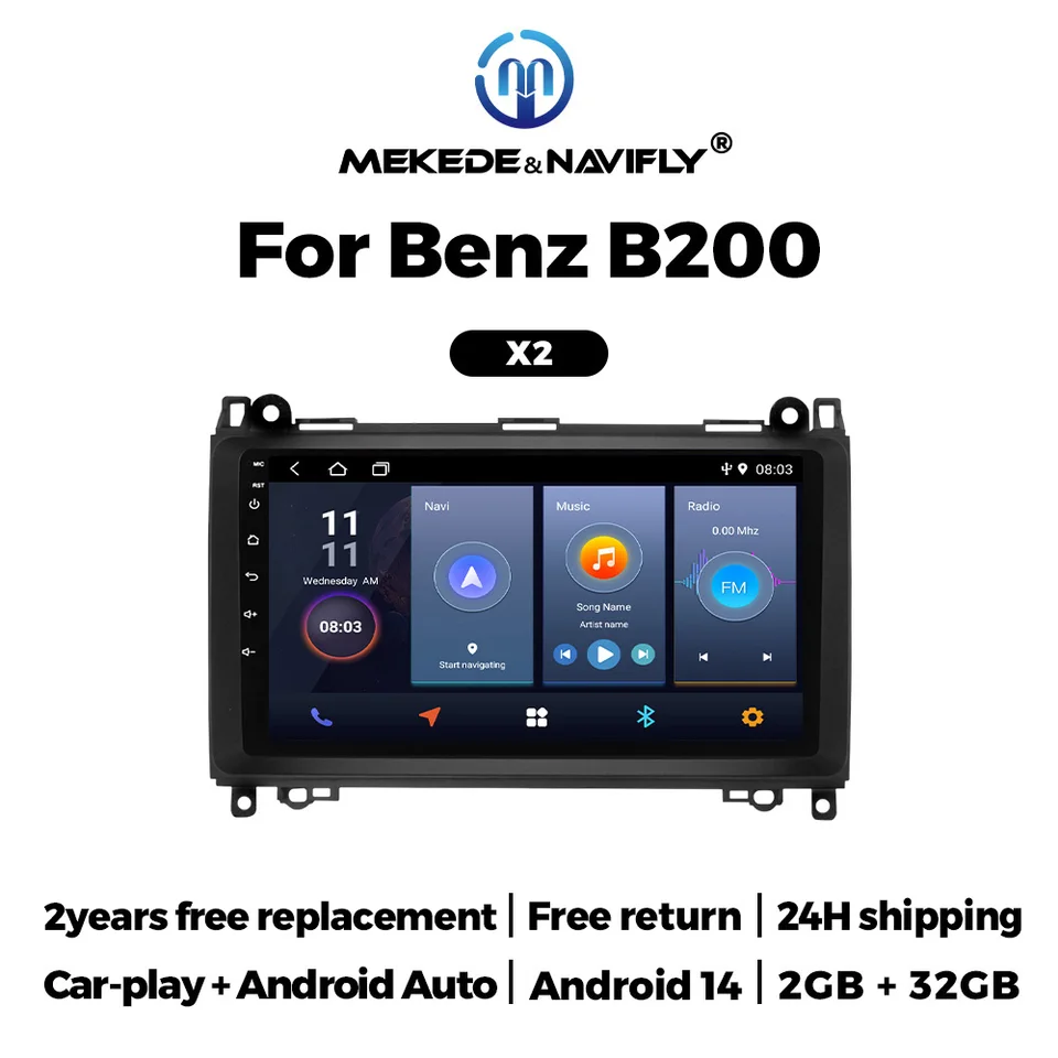 Android 14 Wireless CarPlay pre Mercedes Sprinter Benz B200 Vito W639 Viano B Class W169 W245 W209 Multimedia Player BT FM Audio
