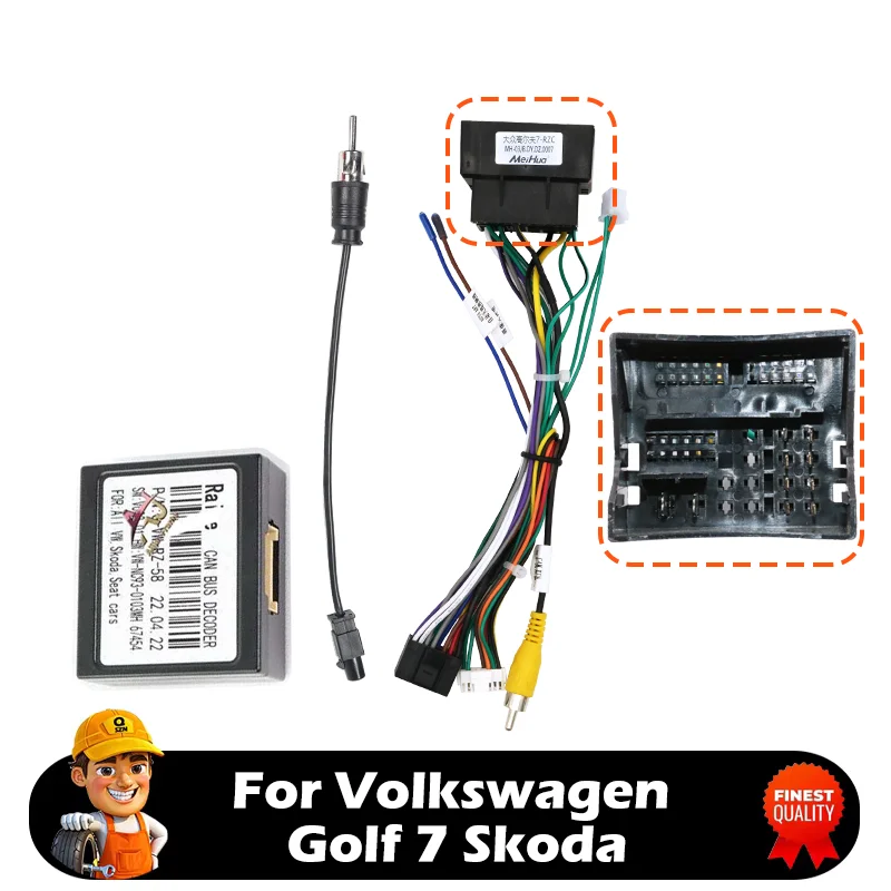 Android Auto Audio Player 16pin Power Calbe Adapter s Canbus Box pre Volkswagen Golf 7 Skot Stereo Plug Wedič