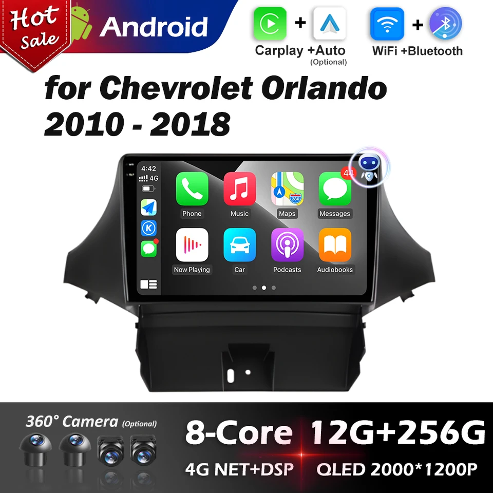 Android Auto Car Radio Multimedia Player pre Chevrolet Orlando 2010 - 2018 WiFi GPS Navigation DSP Stereo Split Screen Head Unit