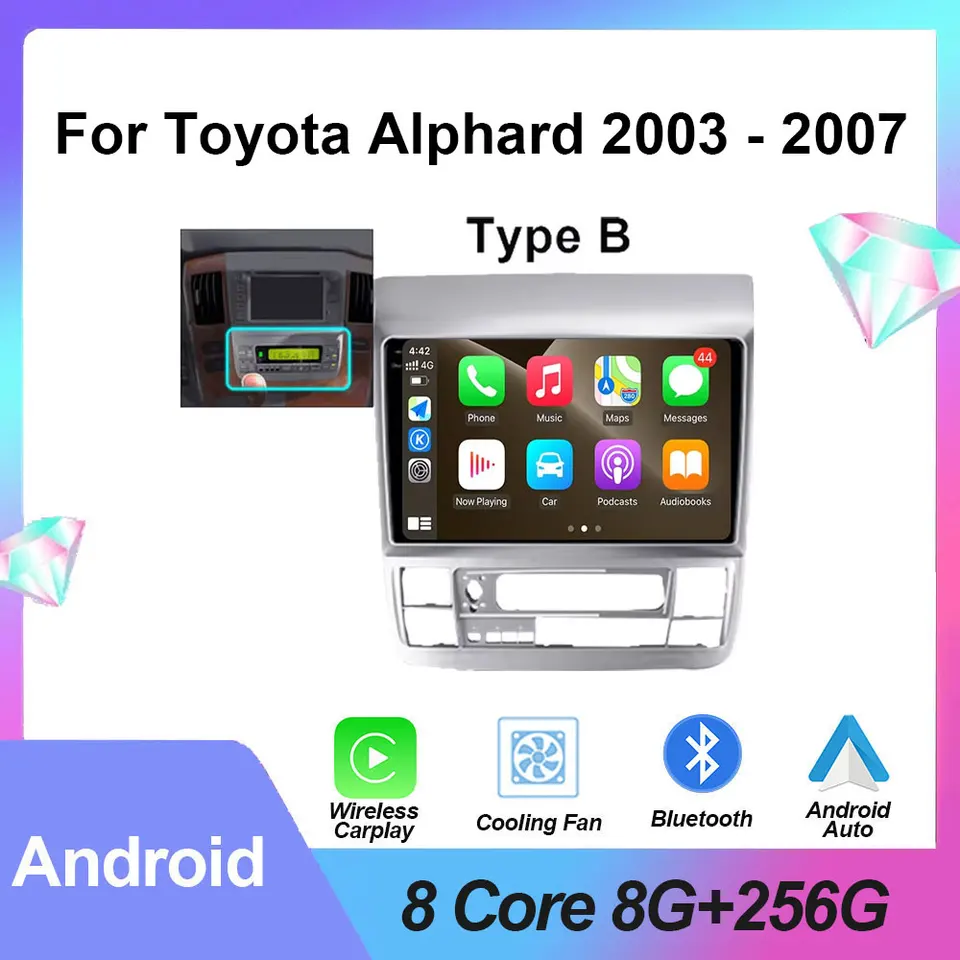 Android Auto Car Radio Stereo pre Toyota Alphard 2003 - 2007 GPS Navigation Touch Screen Multimedia Video Player 4G Let CarPlay