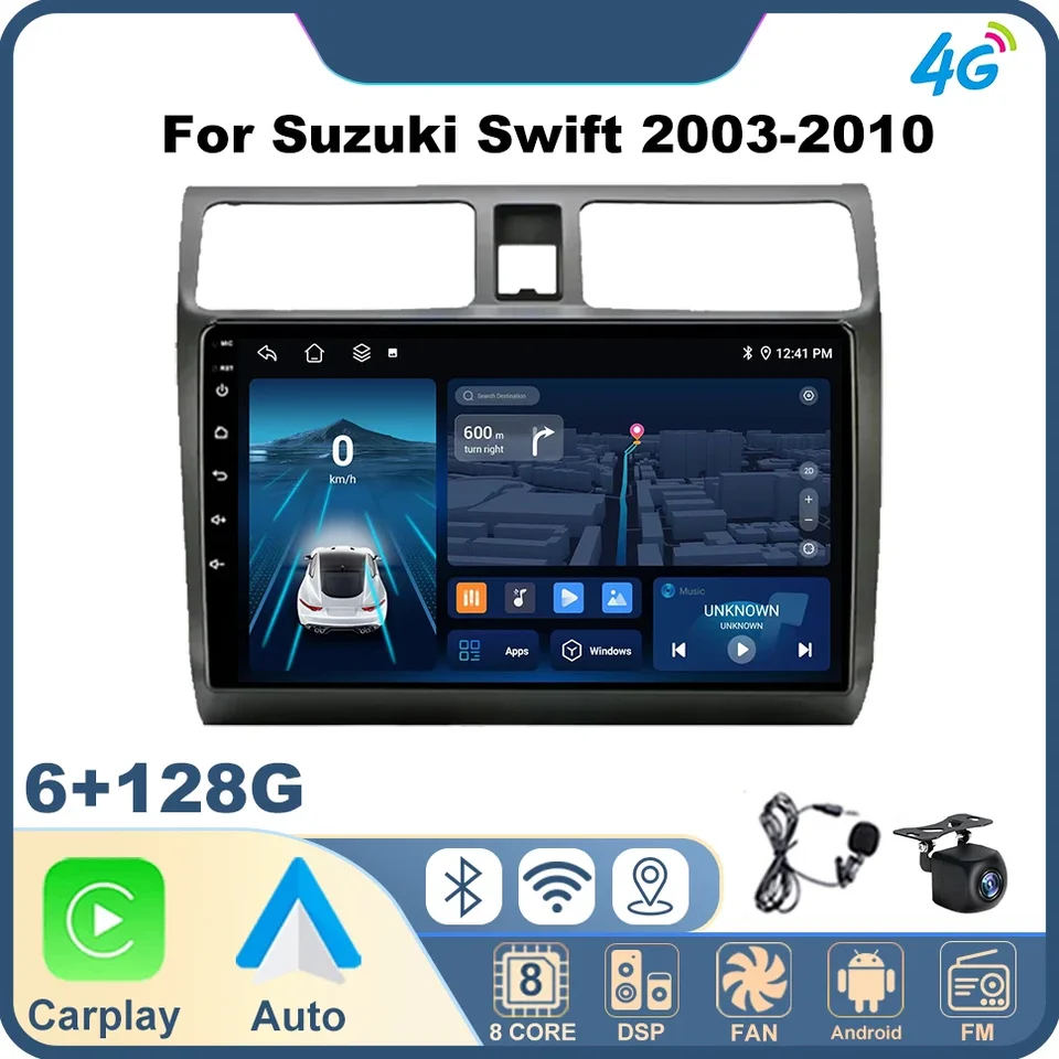 Android Auto Car Radio Stereo Wireless CarPlay pre Suzuki Swift 2003-2010