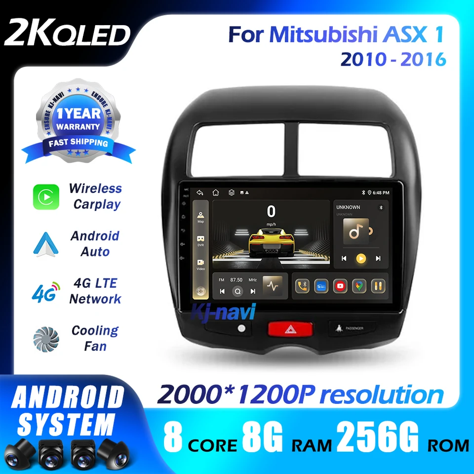 Android Auto Car Raido Qled pre Mitsubishi ASX 1 2010-2016 KX5 KX5 Navigatio CarPlay Multimedia Player GPS WiFi 4G DSP BT